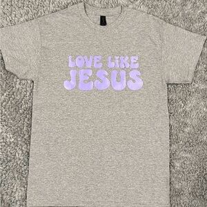 “Love like Jesus” Gray women’s Shirt with Purple vinyl